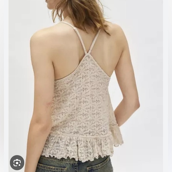 Kimchi Blue Rossie Lace Babydoll Tank Top Cream Ecru lace Sz Small adjustable - Picture 2 of 10